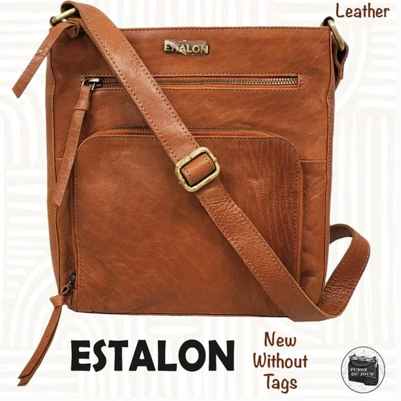 Estalon Bags Estalon Cognac Leather Crossbody Purse Nwot